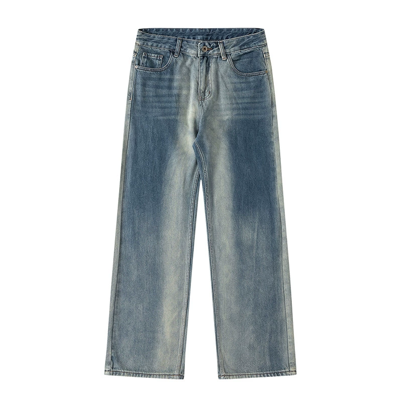 厂家直销男士宽松水洗渐变牛仔裤，秋冬时尚直筒阔腿裤，适合日常休闲，青春潮流风格