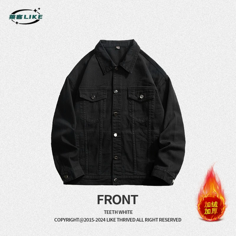 厂家直销青年宽松牛仔外套，简约设计，多口袋，春秋日常，免烫处理
