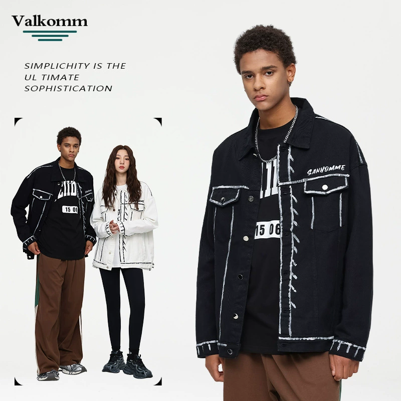 Джинсовая куртка Valkomm в стиле уличной моды, широкий крой, пурпурный цвет, теплый хлопок, для зимнего повседневного ношения.