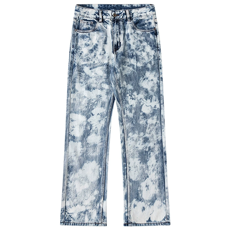 Pantalones vaqueros para hombre de estilo holgado en denim 100% algodón, diseño rasgado y teñido, adecuado para primavera y otoño, moda juvenil 2025, OEM.
