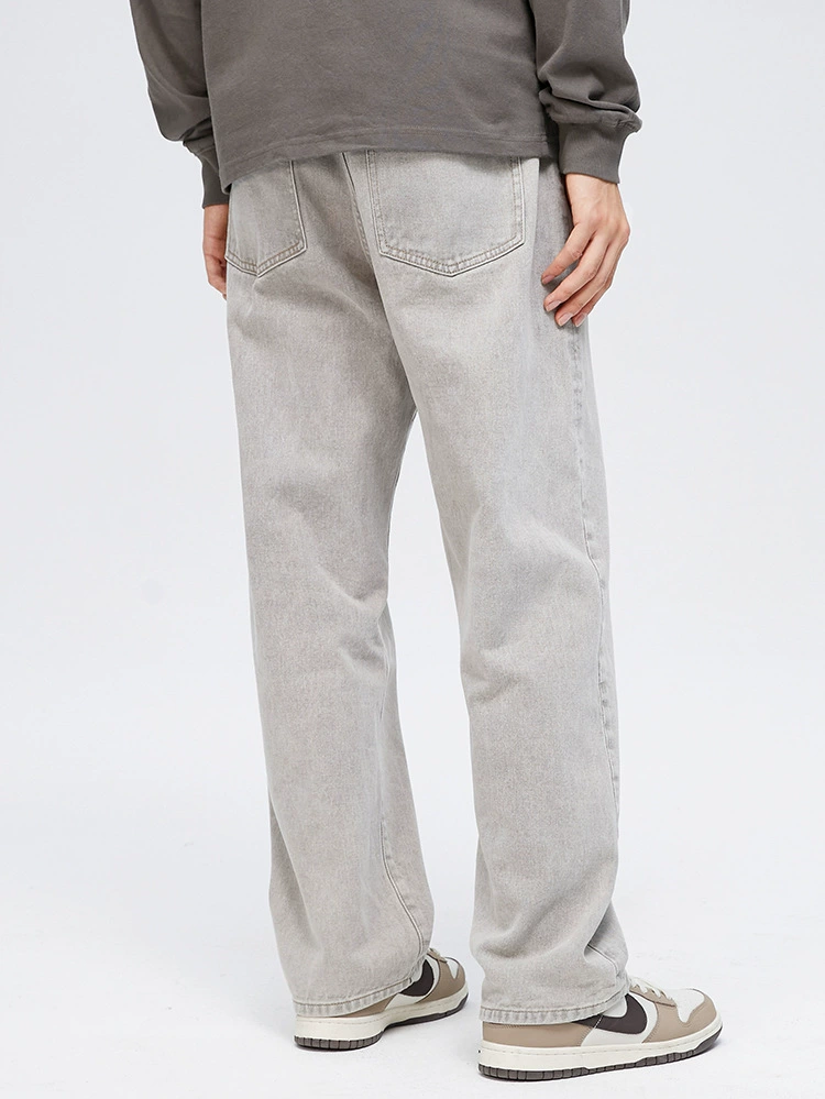 厂家直销男士宽松复古水洗牛仔裤，春秋季高街风格直筒长裤，时尚休闲必备