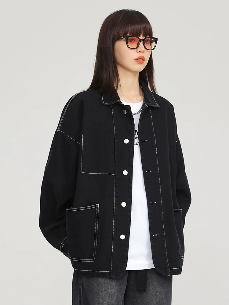 厂家直销青年宽松水洗牛仔外套，春秋休闲款，透气耐磨防风设计