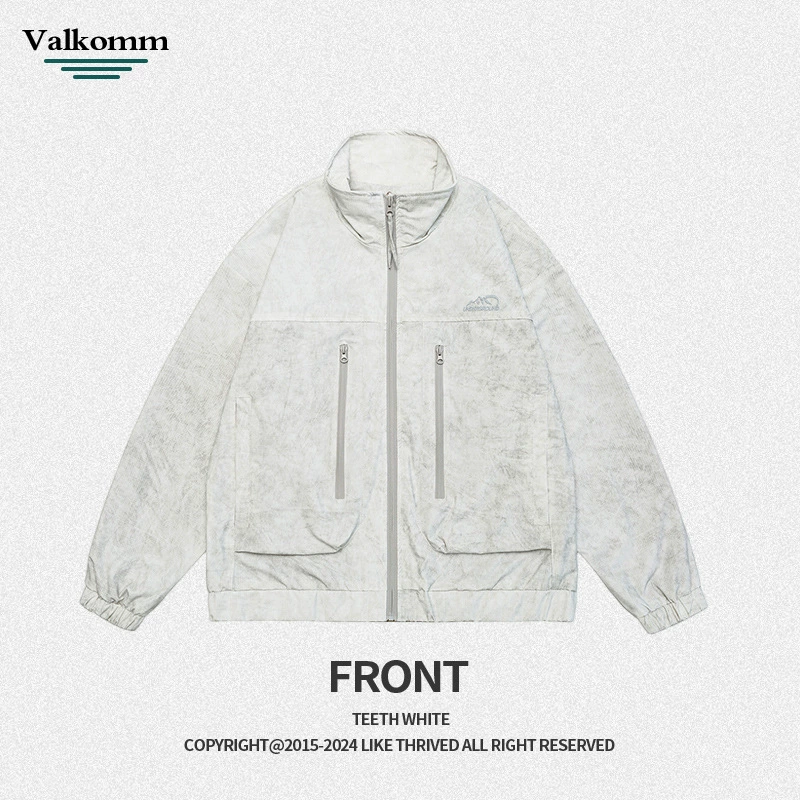 厂家直销男士宽松防风休闲牛仔外套，春秋季，多口袋刺绣设计，轻薄时尚潮牌