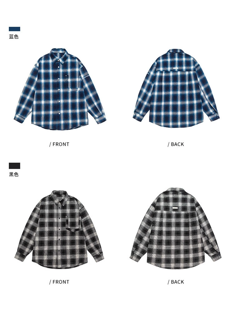 厂家直销男士宽松格子牛仔外套，秋冬街头风格，透气耐磨设计