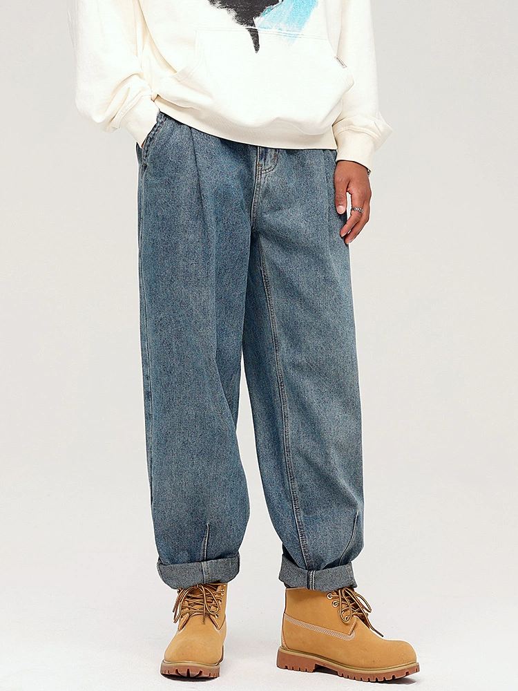 厂家直销男士修身水洗阔腿牛仔裤，春秋季街头时尚，适合日常穿着