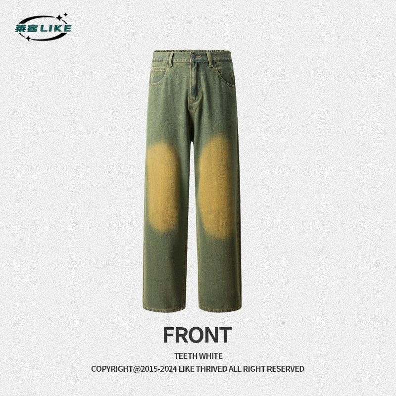 厂家直销男士修身阔腿牛仔裤，高街潮流风格，适合春秋季日常穿着，水洗工艺设计