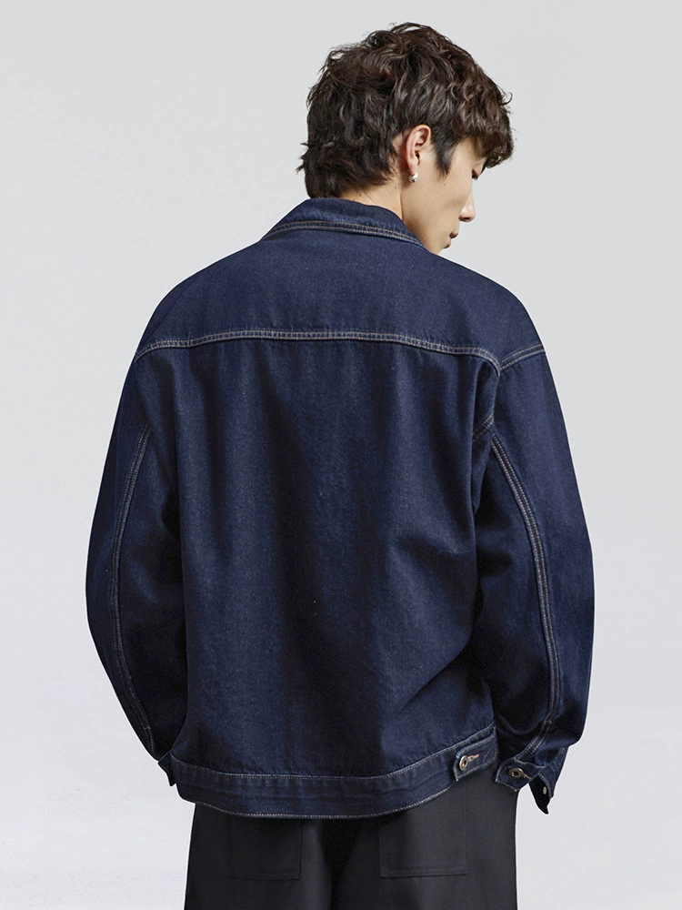 厂家直销男士宽松牛仔外套，复古翻领设计，日常通勤风格，耐磨防撕裂，秋季时尚必备