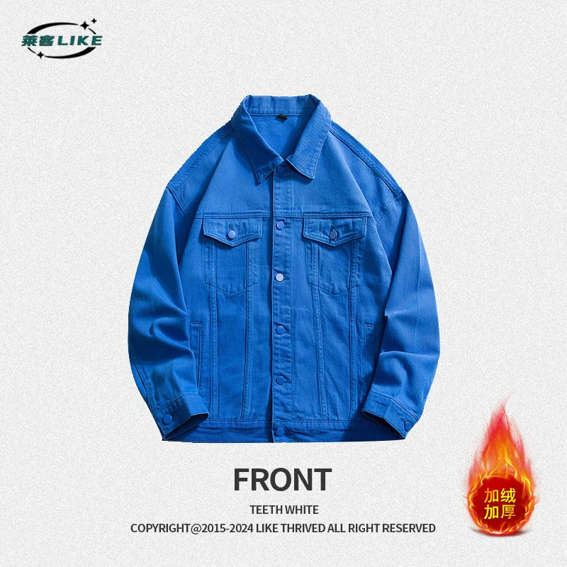 厂家直销青年宽松牛仔外套，简约设计，多口袋，春秋日常，免烫处理