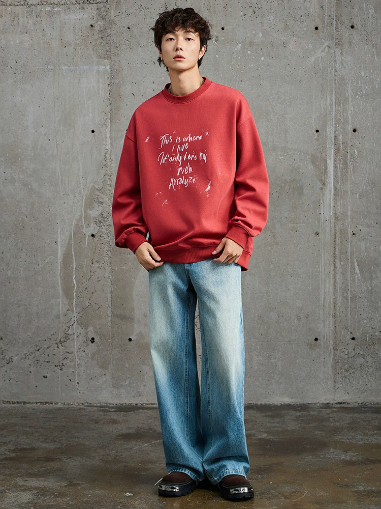 厂家直销男士宽松修身字母印花牛仔外套，春秋休闲风格，普通厚度舒适面料