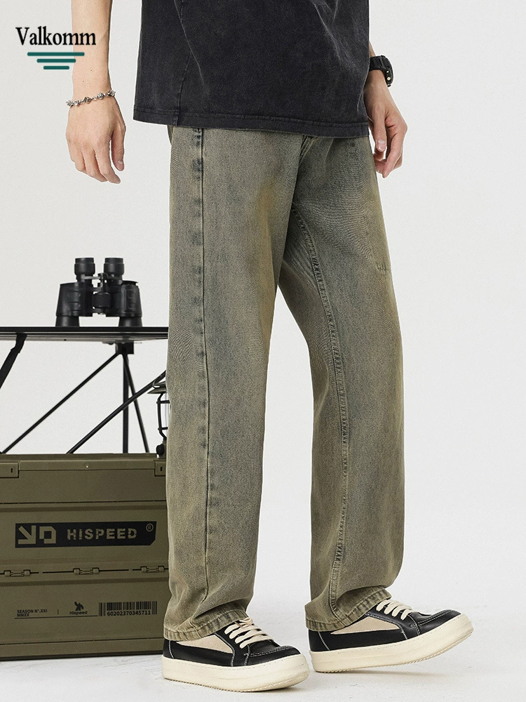 厂家直销男士复古水洗牛仔裤宽松直筒裤，夏季休闲风格，适合青春时尚潮流