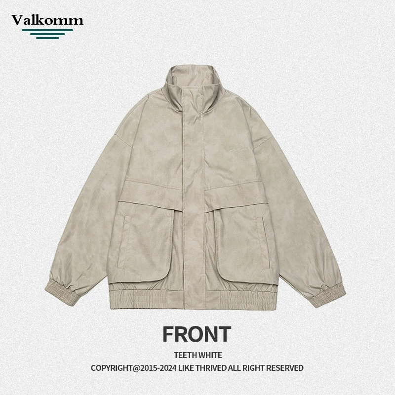 厂家直销男士宽松飞行夹克，透气耐磨高街休闲外套，春秋季节，多口袋刺绣设计