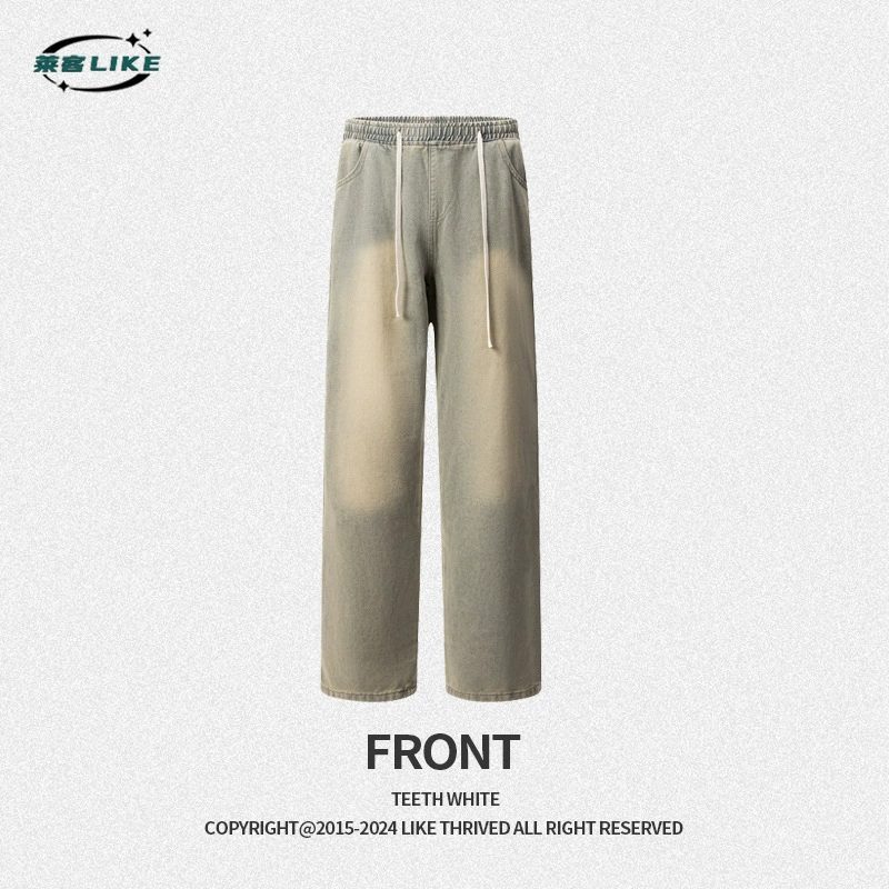 厂家直销男士修身复古牛仔裤，直筒设计，夏季休闲风格，水洗处理，适合日常穿着