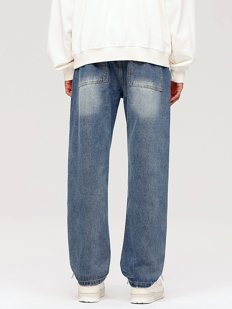 厂家直销男士宽松水洗长裤，休闲风格直筒牛仔裤，秋季流行，超多口袋设计。