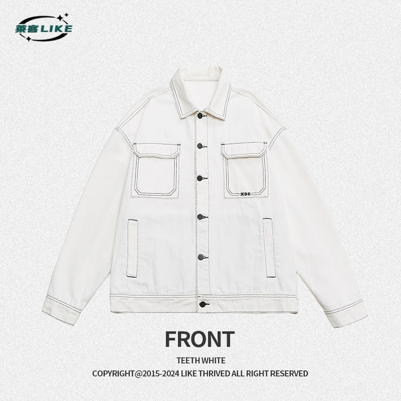 厂家直销青年男士宽松牛仔外套，明线设计休闲夹克，春秋季，日常穿搭可外穿