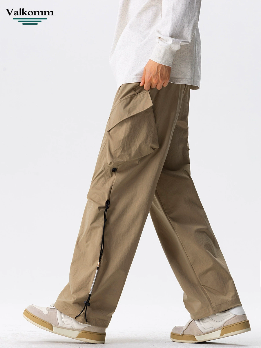 厂家直销男士宽松工装裤，秋季高街潮流直筒设计，休闲风格，多口袋印花长裤