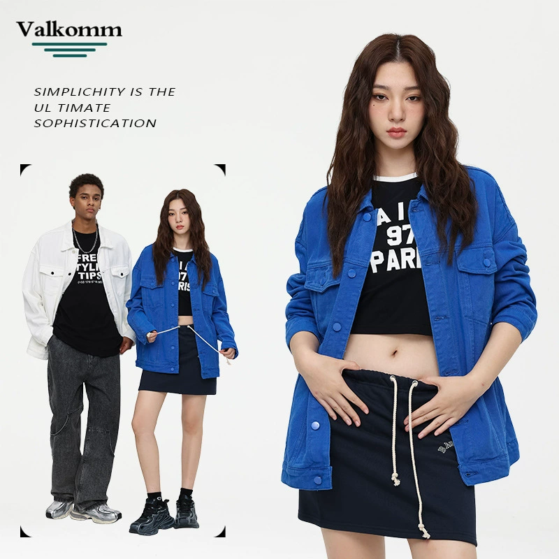 厂家直销青年宽松牛仔外套，简约设计，多口袋，春秋日常，免烫处理