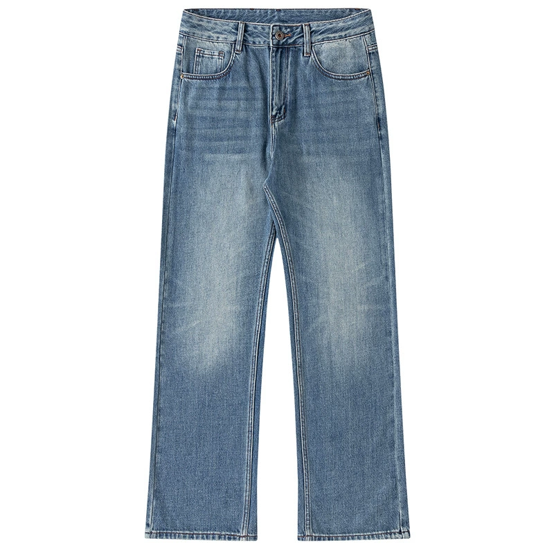 厂家直销男士宽松水洗牛仔裤，简约直筒长裤，秋季休闲风格，多口袋设计