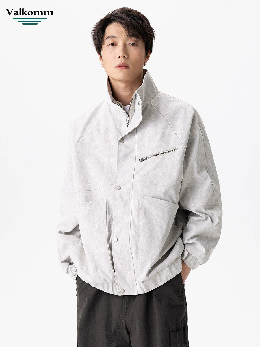 厂家直销男士宽松透气夹克外套，春秋休闲，高街潮流设计，罗纹底摆