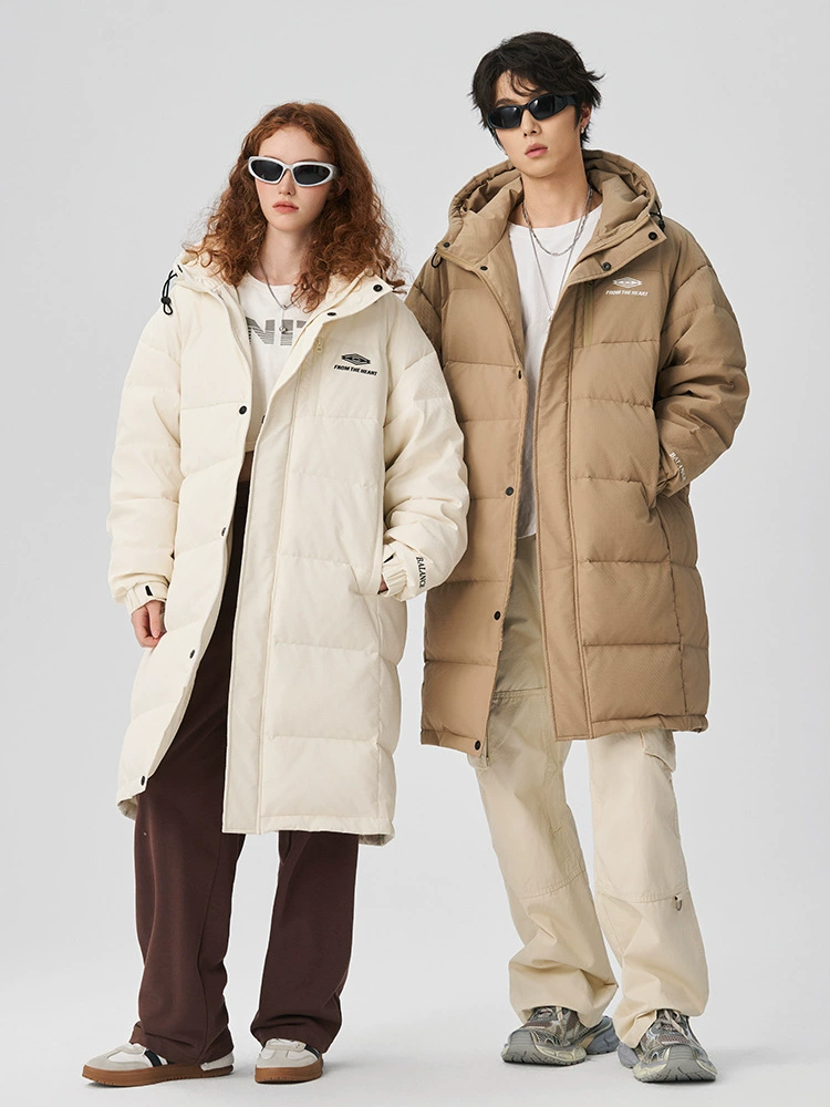 厂家直销男士加厚保暖羽绒服，宽松长款防寒外套，简约设计，冬季适用，多口袋防风功能