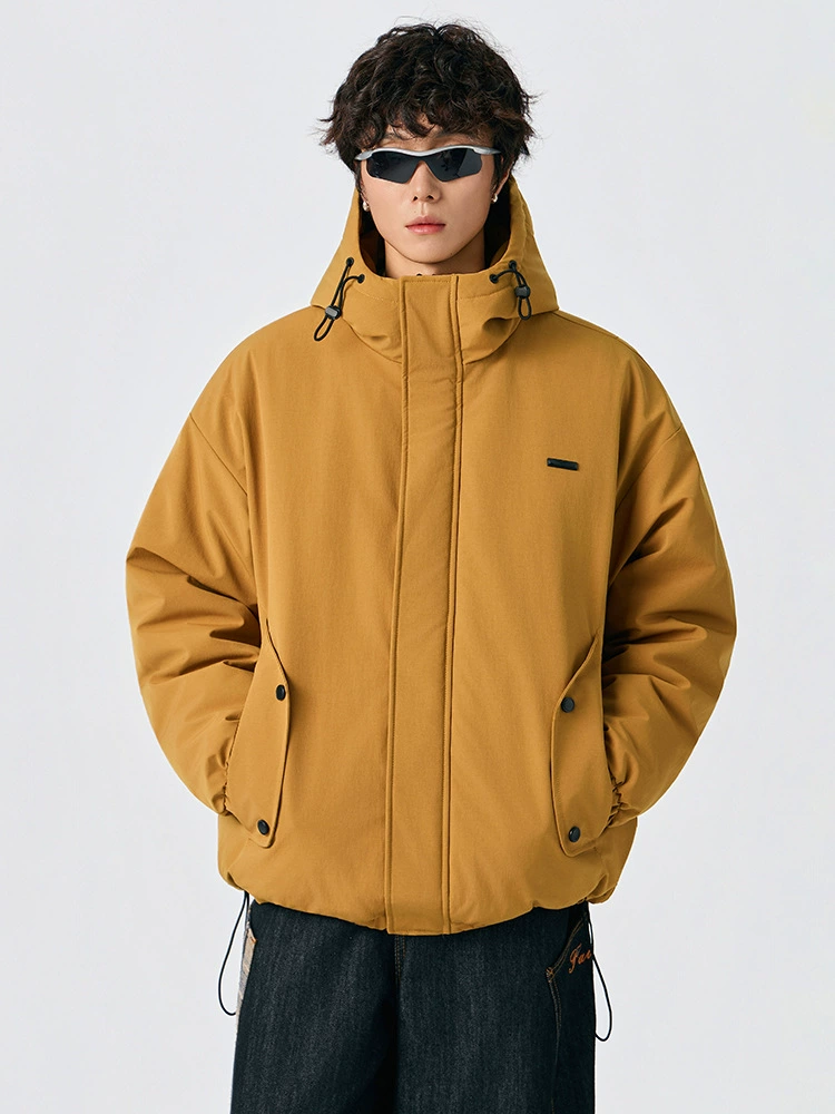 厂家直销男士宽松加厚白鸭绒牛仔外套，冬季休闲风格，防寒抗风设计