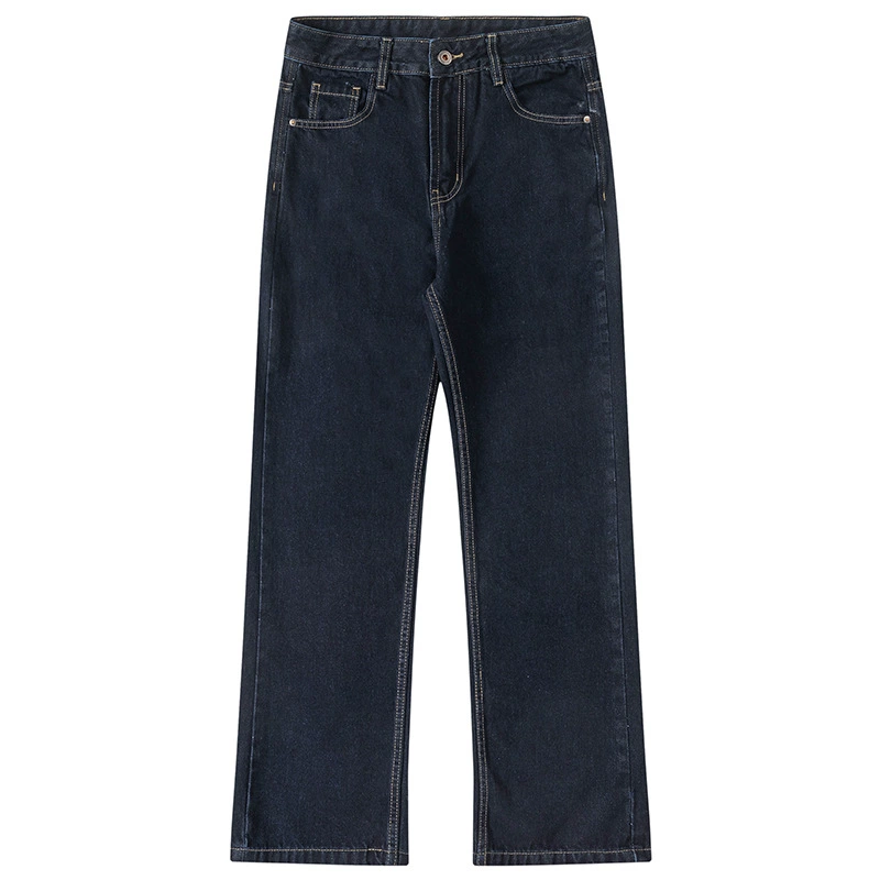 厂家直销男士复古水洗深蓝牛仔裤，宽松直筒设计，秋春休闲长裤，青春流行款式