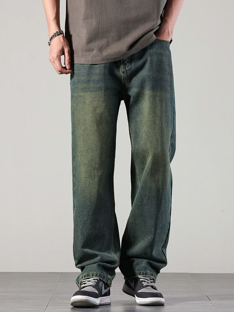 厂家直销男士复古宽松直筒牛仔裤，2025秋季新款，高品质水洗长裤，休闲风格，适合青年