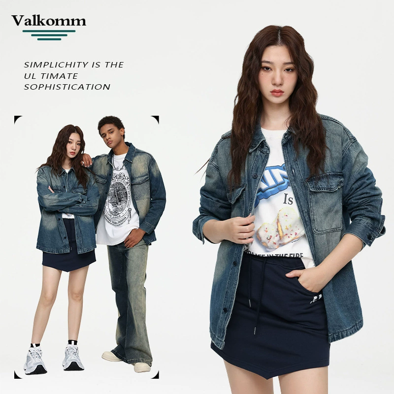 厂家直销男士加厚保暖黑色牛仔外套，宽松版型，冬季休闲，绒面水洗设计