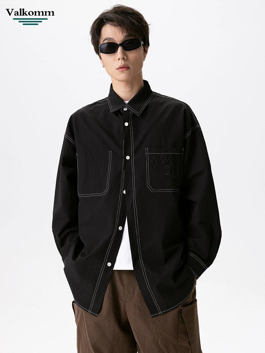 厂家直销男士透气刺绣宽松牛仔外套，春秋休闲薄款高街风格