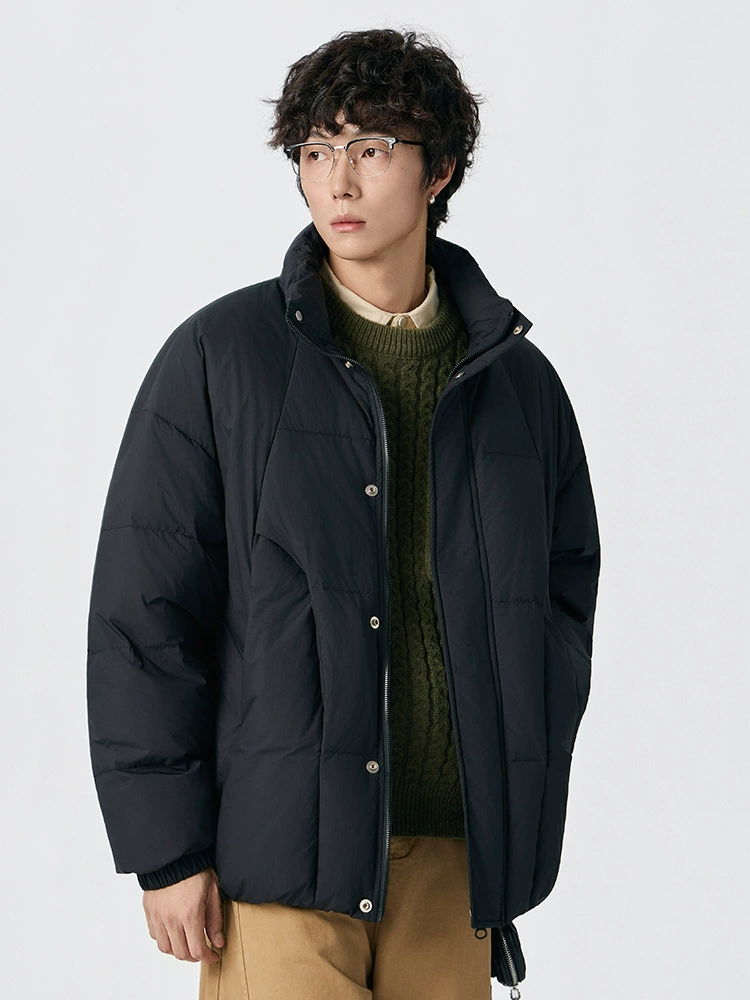 厂家直销青少年宽松加厚防风牛仔外套，冬季休闲，白鸭绒保暖面料