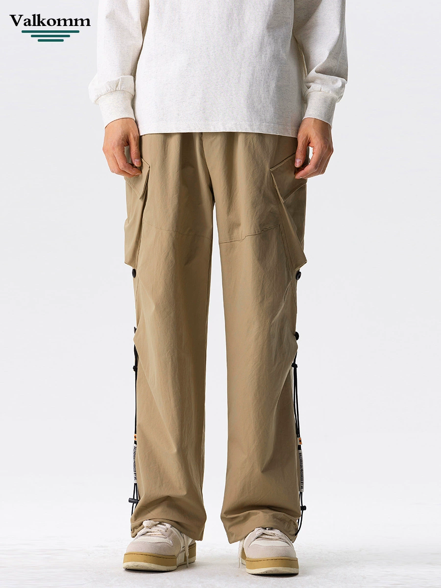 厂家直销男士宽松工装裤，秋季高街潮流直筒设计，休闲风格，多口袋印花长裤