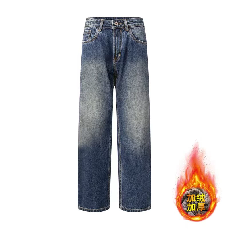 厂家直销男士宽松水洗牛仔裤，修身直筒设计，秋季休闲潮流长裤，打造高街时尚风格