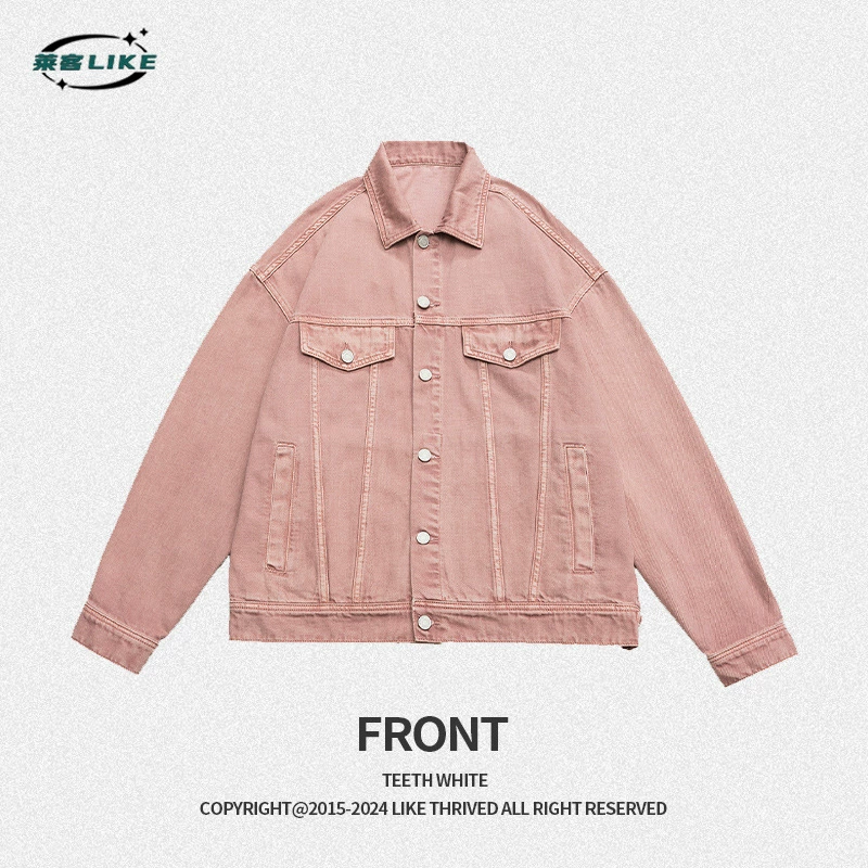 厂家直销男士宽松复古水洗牛仔外套，春秋季透气耐磨，时尚潮流设计