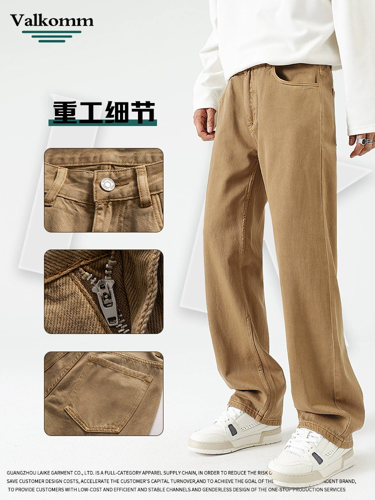 厂家直销男士加绒牛仔裤，修身直筒设计，四季适用，水洗工艺，青春流行款式