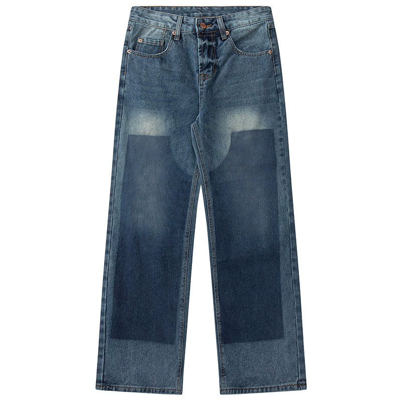 厂家直销男士修身复古牛仔裤，激光工艺直筒长裤，适合春秋休闲潮流风格