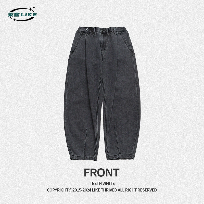 厂家直销男士修身水洗阔腿牛仔裤，春秋季街头时尚，适合日常穿着
