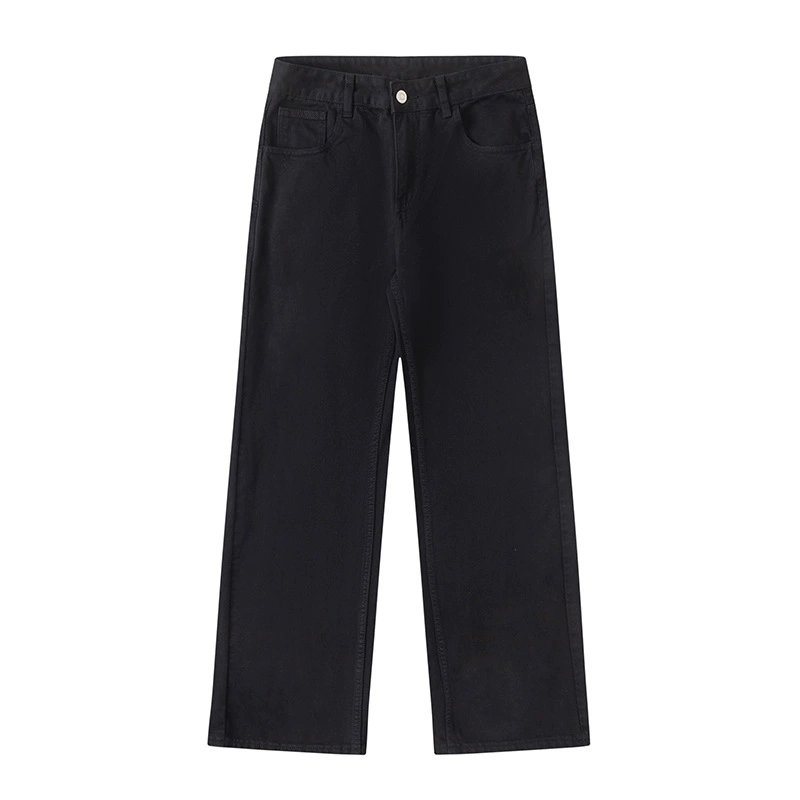 厂家直销男士修身水洗黑色牛仔裤，宽松直筒长裤，春秋通勤，百搭日常款