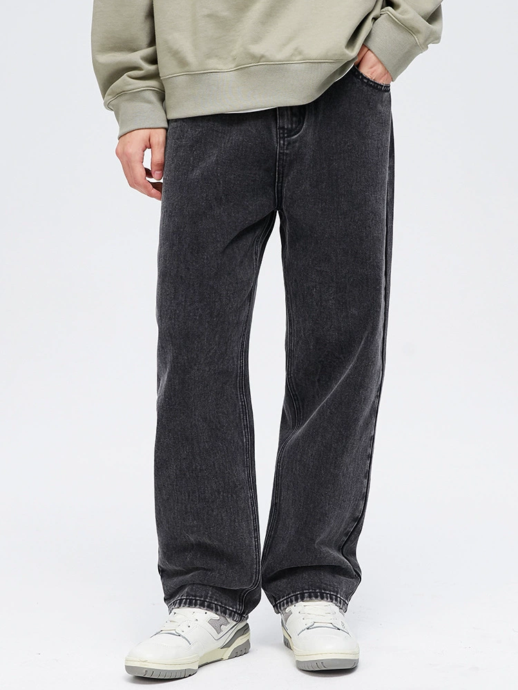 厂家直销男士加绒牛仔裤，修身直筒设计，四季适用，水洗工艺，青春流行款式