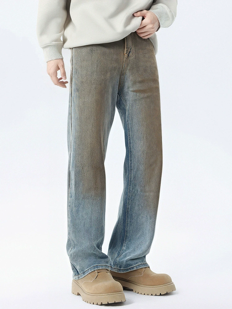 Pantalones vaqueros para hombre, estilo casual, rectos, con diseño de graffiti y lavado a la piedra, 2025, OEM