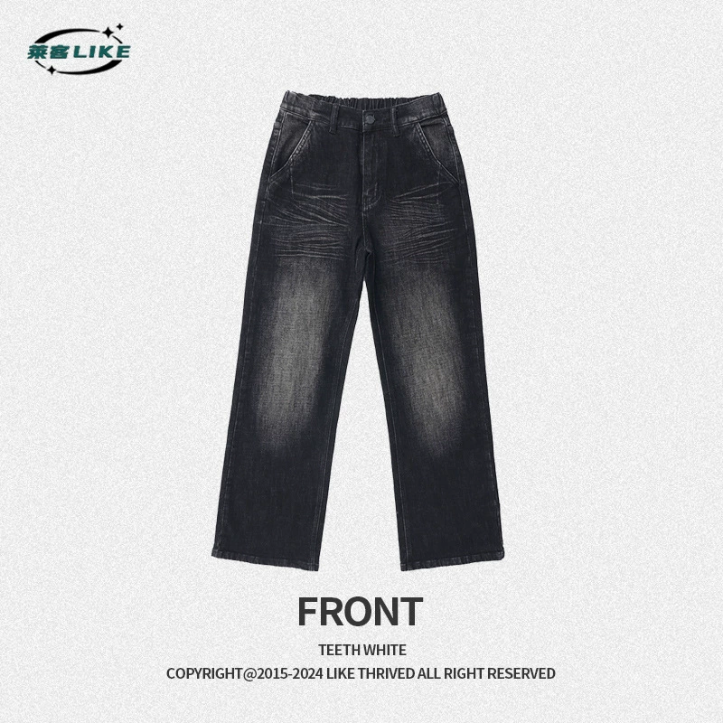 Джинсы микро-раструб, черные, водостойкий деним, повседневные, для молодежи, комфортные, стиль streetwear