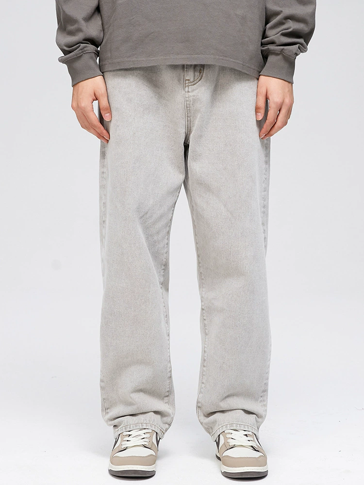 厂家直销男士宽松复古水洗牛仔裤，春秋季高街风格直筒长裤，时尚休闲必备