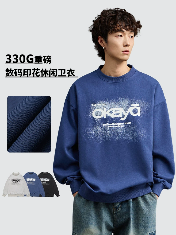 厂家直销男士宽松印花牛仔外套，秋冬休闲风格，多口袋设计