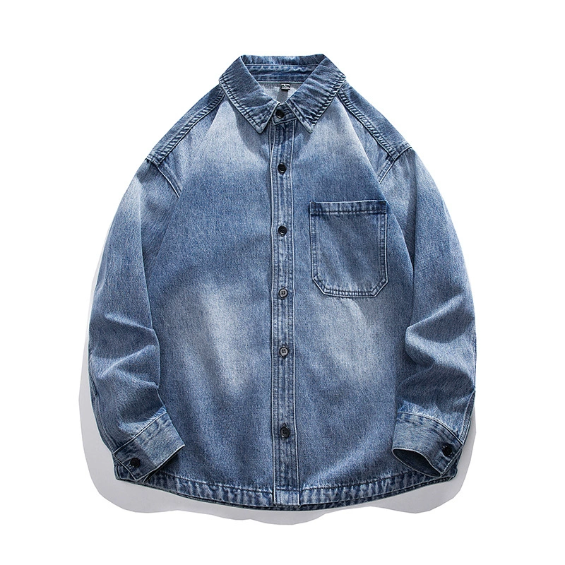厂家直销男士宽松水洗拼色牛仔外套，春秋季，耐磨免烫设计