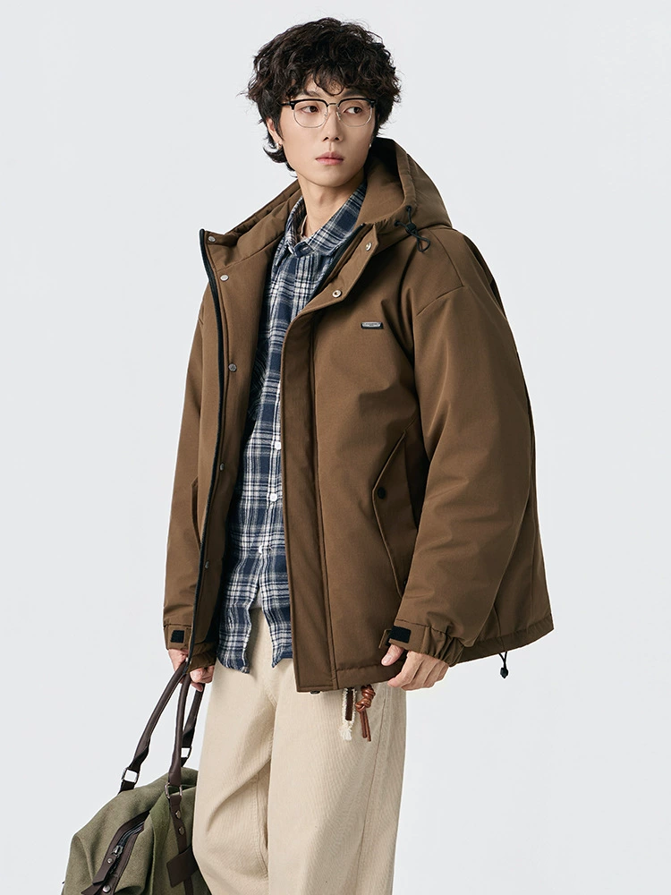 厂家直销男士宽松加厚白鸭绒牛仔外套，冬季休闲风格，防寒抗风设计