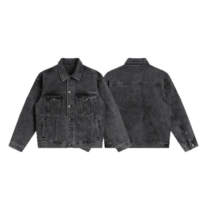 厂家直销男士宽松潮流牛仔外套，春秋休闲风格，免烫处理，多口袋设计