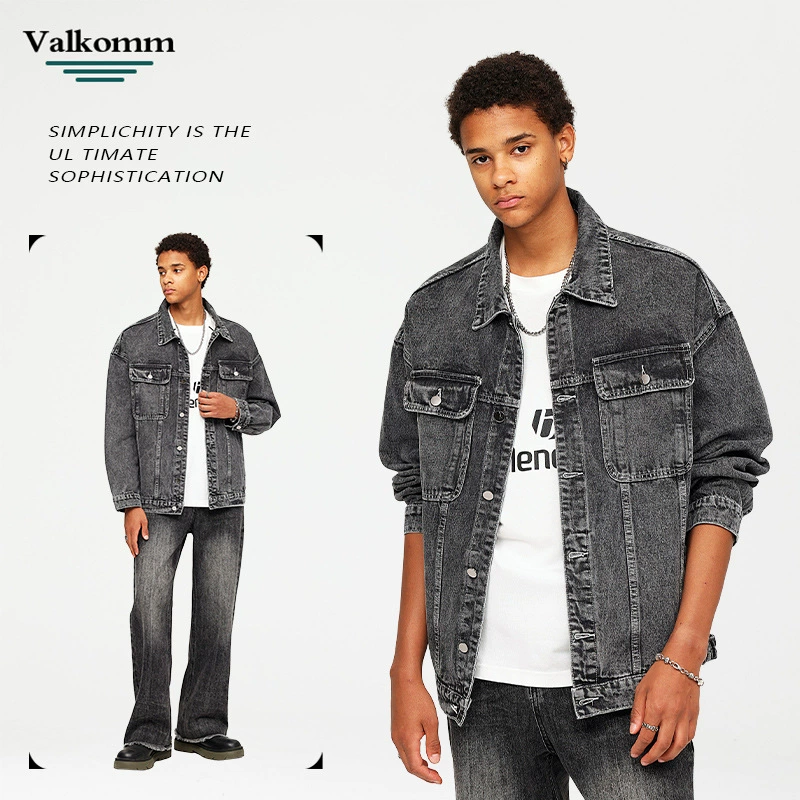 سراويل جينز واسعة من الدنيم الأزرق للرجال، مريحة وعصرية لموسم الشتاء، تصميم متين مناسب للاستخدام اليومي، علامة فالكوما