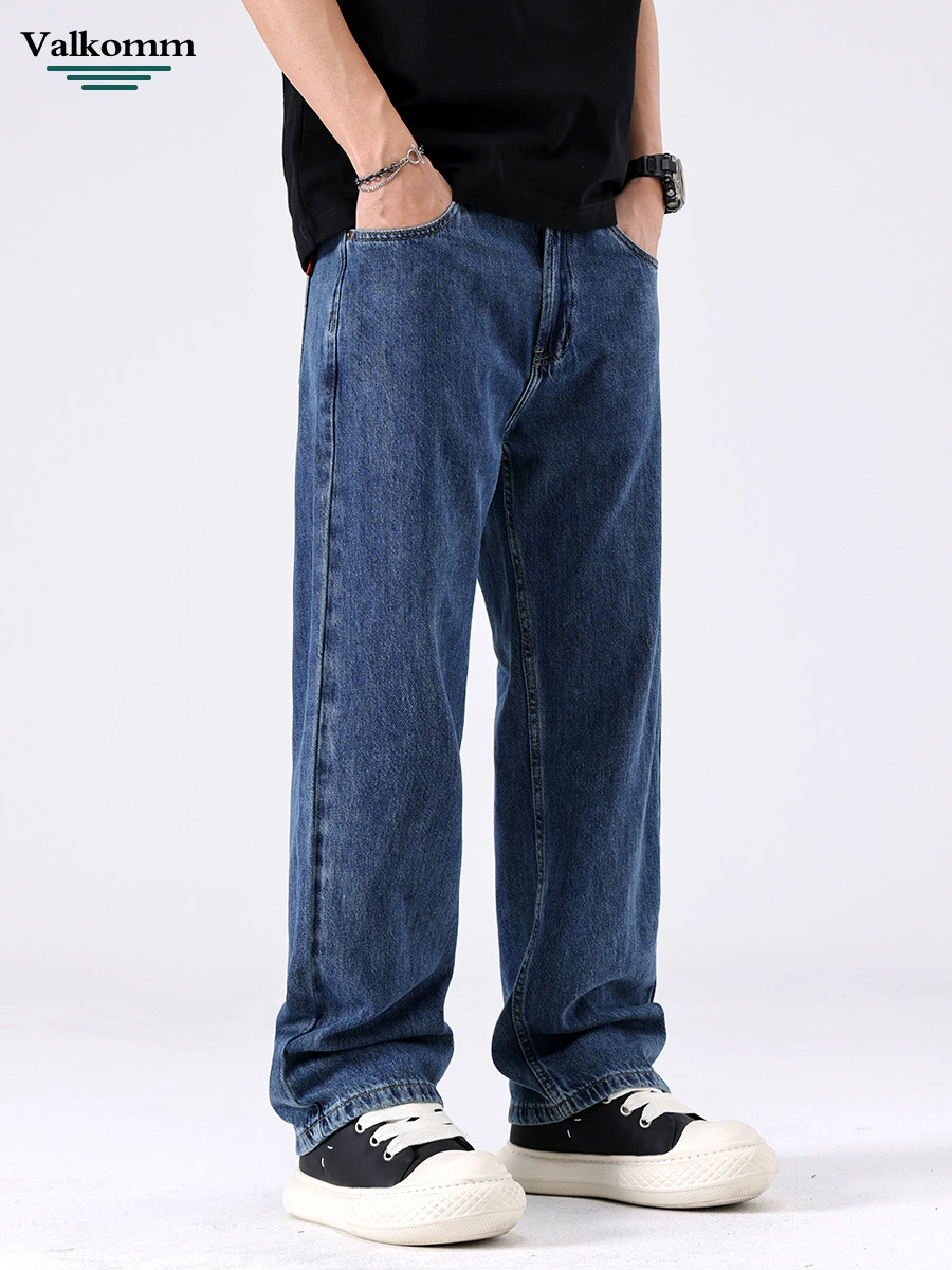 厂家直销男士牛仔裤，修身透气水洗直筒款，夏季休闲，日系复古风格