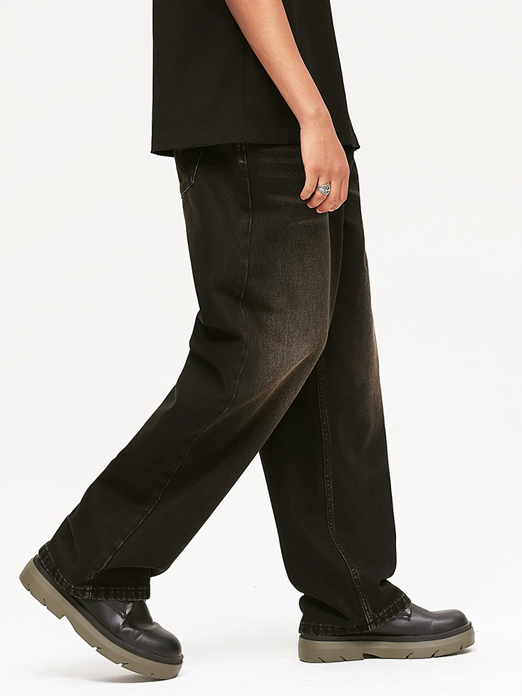 厂家直销男士复古水洗牛仔裤，宽松直筒设计，四季适用，日常潮流款式