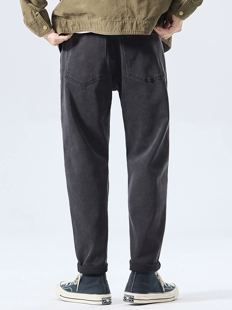 厂家直销男士锥形牛仔裤，显高修身设计，复古水洗风格，秋季休闲，多口袋长裤
