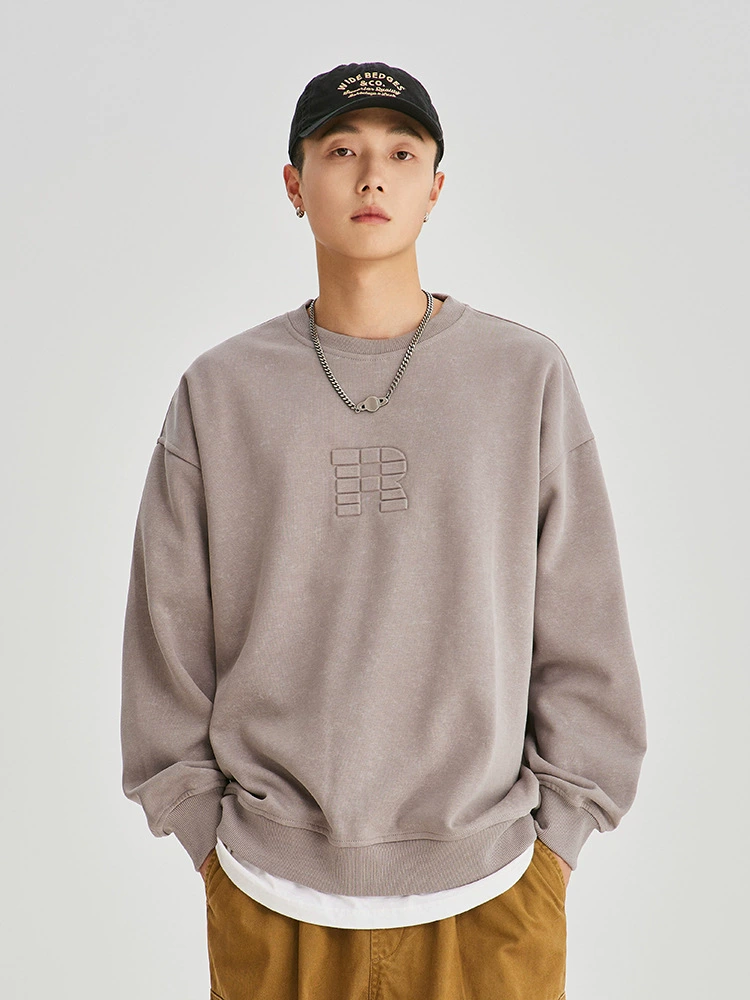 厂家直销男士宽松印花字母健身卫衣，休闲风格，适合春秋季节，优质棉类混纺材质