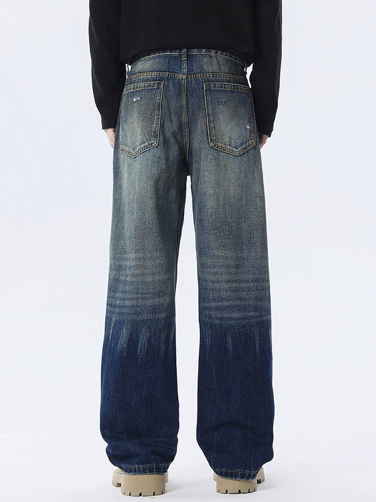 厂家直销男士修身猫须水洗牛仔裤，街潮风格，直筒设计，春秋休闲，多口袋款式